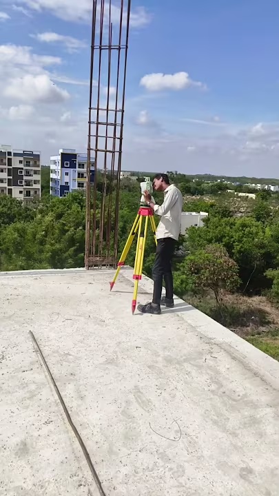 Surveying work on a construction site